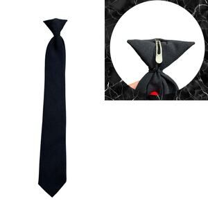 Valenti Clip On Black Tie Mens Necktie Classic Made in USA 18x3 Inches